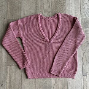 Elegant Mauve V-Neck Sweater for Women